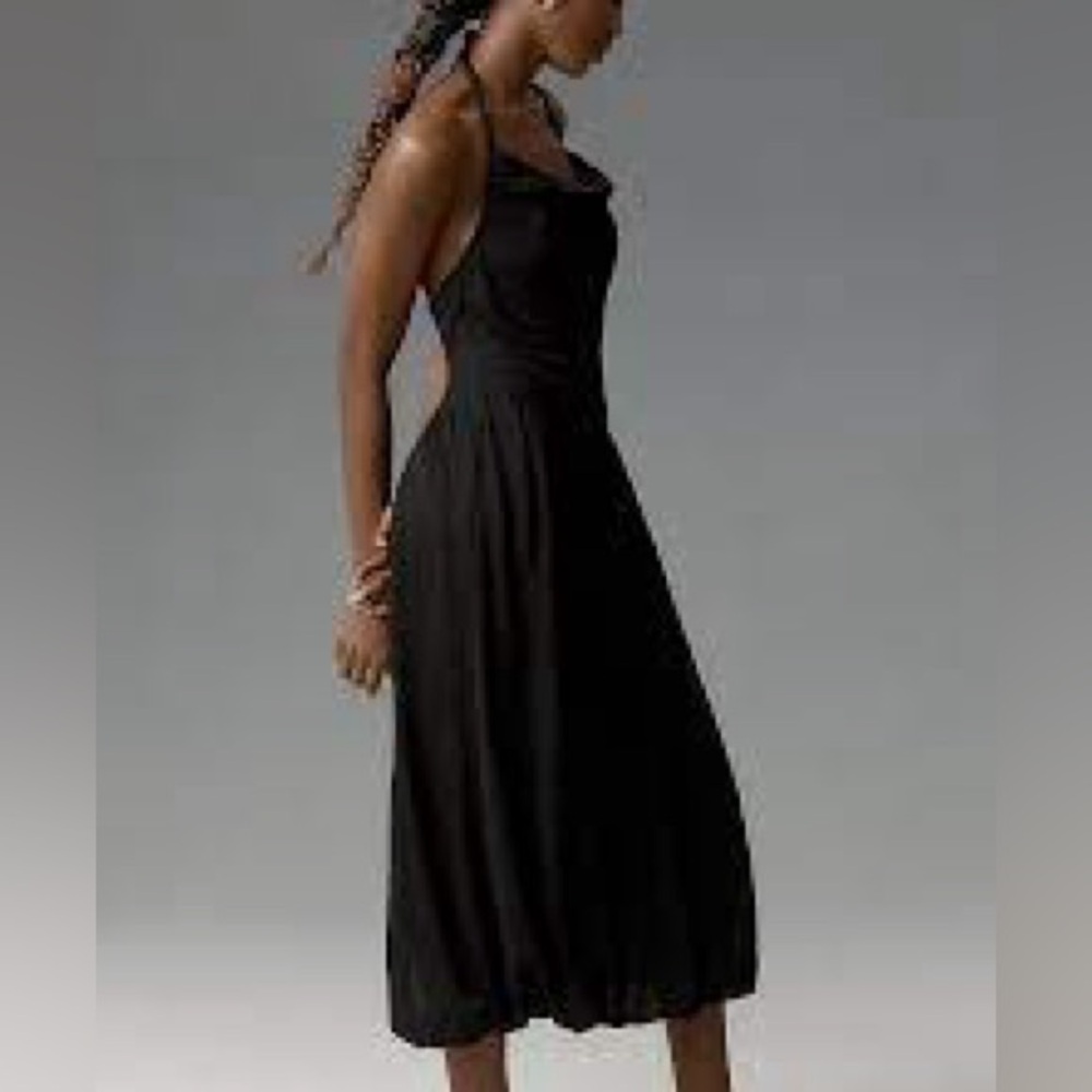 Anthropologie Cowl-Neck Bubble-Hem Dress In Black-NWT-Size 0